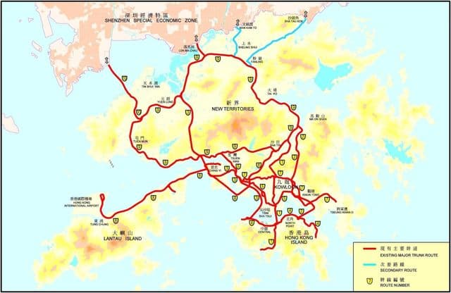 карта дорог Гонконга