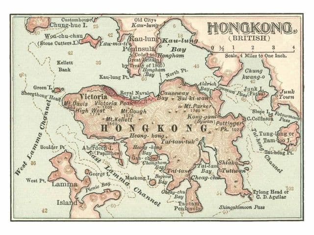 антикварная карта Гонконга