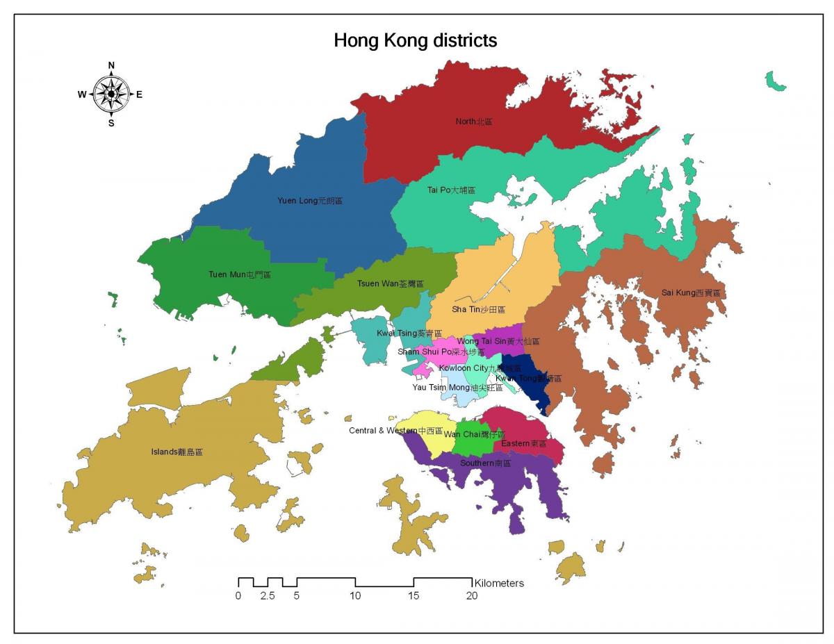 карта районов Гонконга