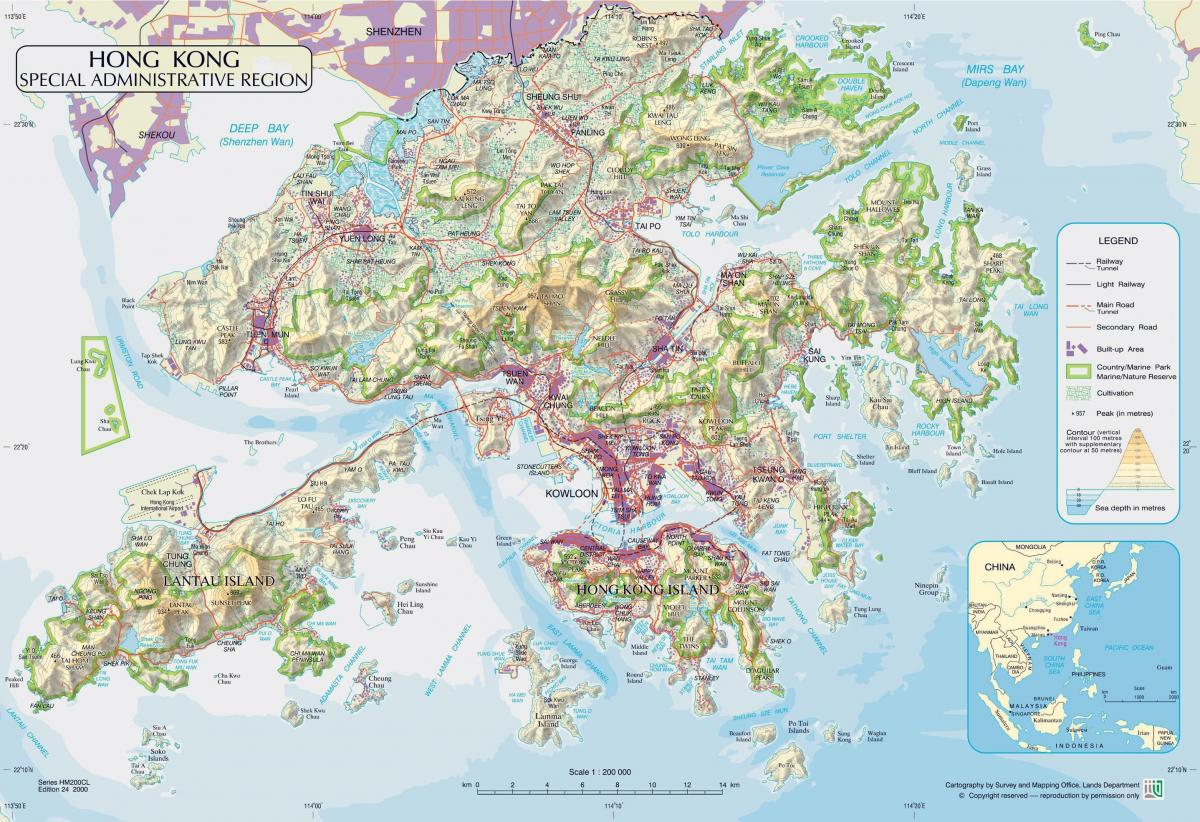 карта возвышенности Гонконга