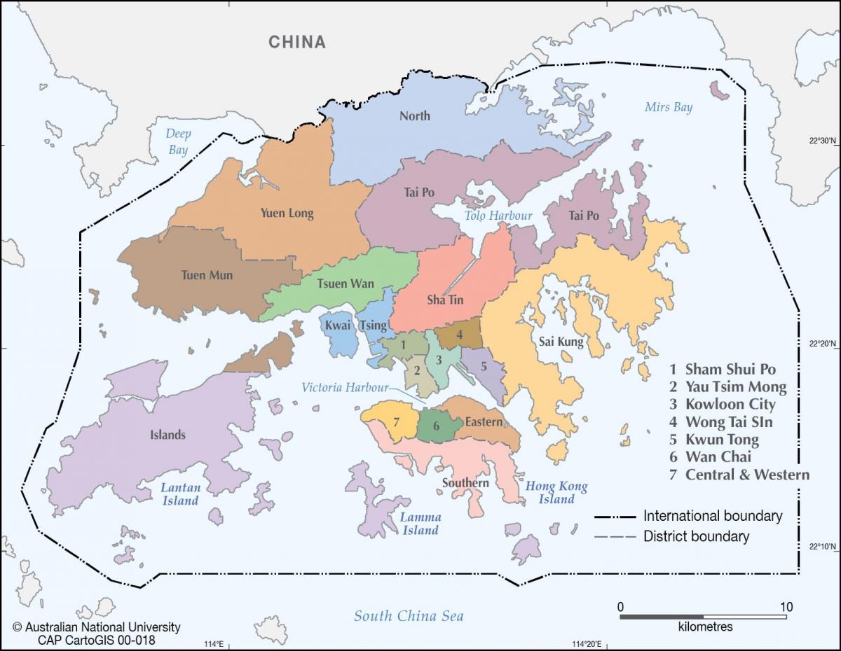 карта района Гонконга